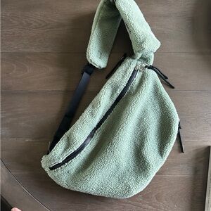 FREE PEOPLE green Sherpa sling bag